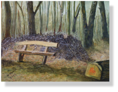 Einsame Bank im Wald (103)
20 x30 cm. 2017